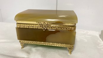 Vintage Onyx Jewelry Trinket Box