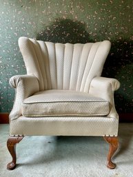 Vintage Shell Back , Upholstered Lounge Chair.