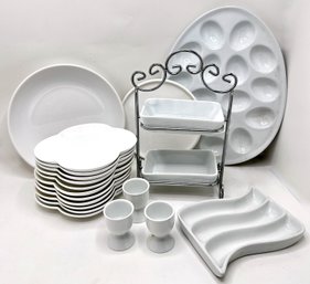 11 Crate & Barrel Clover Dessert Plates, Deviled Egg Platter, Olive Tray, Candy Dish & Other Serving Pieces