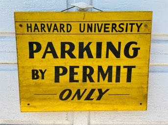 Harvard University- Vintage Wooden Parking Sign.