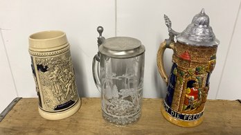 Group Of Three Beer Stein, Glass By Rastal West Germany & Germany