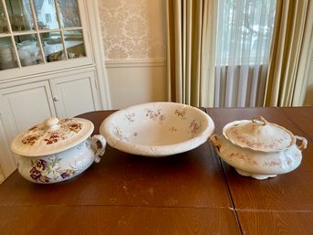 Tri Of Vintage/antique Earthenware  Household Pieces.