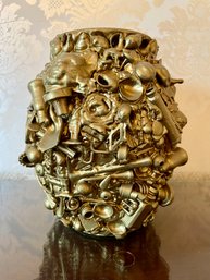 Folk Art Memory/gold Memory Vase, Artistic 'i Spy' Vase/jar. Unique Piece.