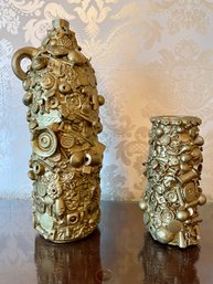 Folk Art Memory/gold Memory Vase, Artistic 'i Spy' Bottle/vase . Unique Pieces.