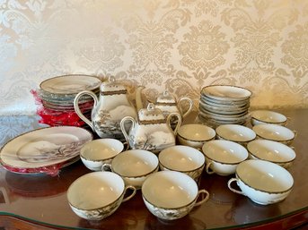 Antique Japanese Fine China Tea And Dessert  Set For 12 With 39 Pieces.