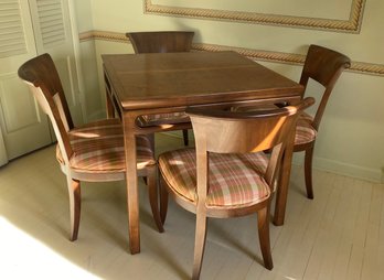 A Classic Vintage BAKER Game Table With Four JOHN STUART Upholstered Chairs.