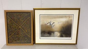 Two Framed Art Pieces One Litho Pencil Signed