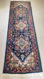 A 100 Percent Wool Pile  Heriz Runner Hand Made In India  - 2.3 X 7.6