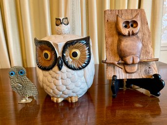 Trio Of Owls. Including A Cookie Jar.