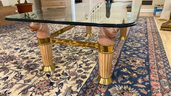 A Rectangle Glass Top Coffee Table With Interesting Legs Details Made In Italy