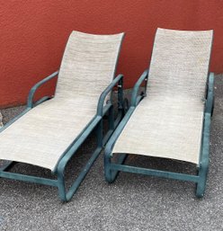 Brown Jordan Sling Chaise Lounge W/ Wheels - Pair  - 1 Of 2