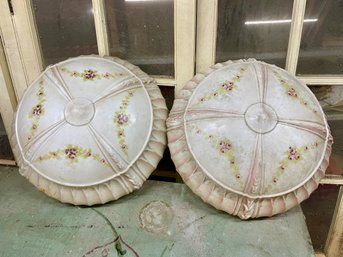 Pair Of Vintage Ceiling Light Shades. 14' Wide.