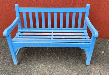 Smith & Hawken Teak Wood Painted Blue Outdoor Bench