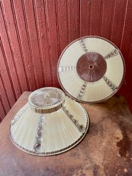 Pair Of Art-deco, Glass Shades For Ceiling Mount ??? Fixture.