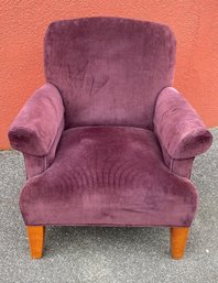 An Ethan Allen Velvet Cranberry / Burgundy Color Arm Chair
