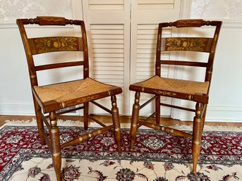 Pair Of Hitchcock Stenciled Chairs.