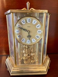 Vintage Brass And Glass Kundo Anniversary Clock. 9.5' Tall