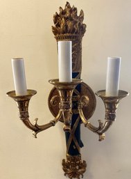 A Vintage Empire Style Electric Three Arms Wall Sconces