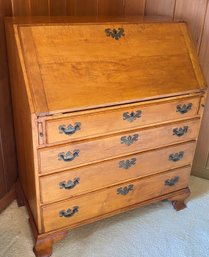 Antique American Chippendale Tiger Maple Slant Desk Secretary