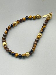 14k Gold And Tiger Eye , 7' Bracelet.