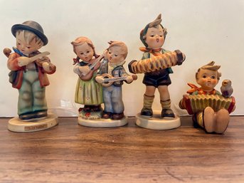 Four 1960' Hummel Figurines Of Kids Playing Instruments. Up To 5' Tall (12)