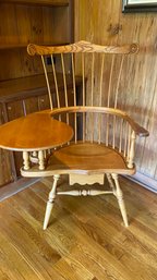 Vintage Windsor Writing Chair With Drawer - Oak And Cherry