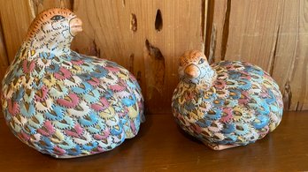 Vintage Set Of Two Quail Partridge Bird Ceramic Porcelain Figurines - Made In  Macau