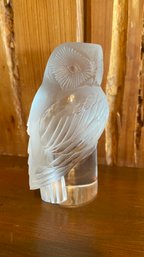 Unsigned Owl Crystal Paperweight