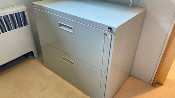 Two Drawers Metal File Cabinet With Key Adjustable Glides