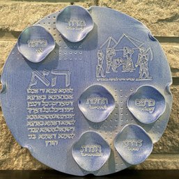 Eran Grebler, Handmade Ceramic  Passover Seder Dish. 12' Wide.