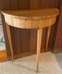 Antique Fruitwood Veneer Shaker Style Demilune Console Table