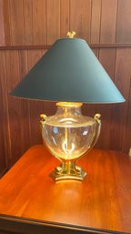 Chapman Large Glass With Brass Handles Table Lamp 12'w X 26'h