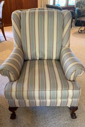 Hickory Chair Striped Wingback Chair