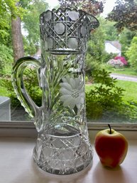 12.5' Tall. Cut Glass Vintage Water Pitcher.