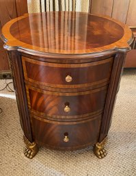 MAITLAND SMITH Round Leather Book Spine Lamp Table With Brass Paw Feet