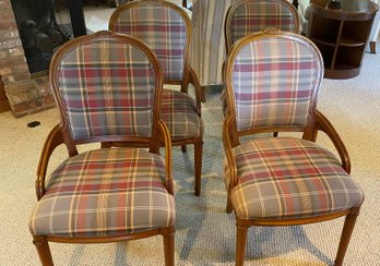 Hickory Chair Company Set Of Four Upholstered Carved Chairs.