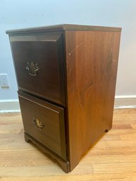 Wooden Two Drawer File Cabinet.  ( Front Room 1)