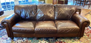 A Three Cushions Leather Couch By Harden