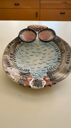 Vintage  Owl Plate Art Pottery Hand Made Italy - One Of A Kind