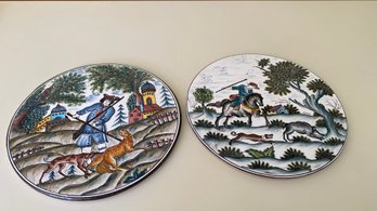 Set Of Two Vintage Estrela De Conimbriga Hand Painted Ceramic Trivet