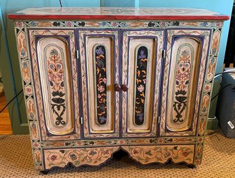 Hand Made Hand Decorated Wooden Cabinet With Two Doors