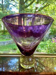 Young  Constantine ,signed Contemporary  Art Glass Purple Bowl. 10.5' Tall