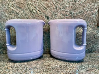 Pair Of Retro Ceramic Water Pitchers In Retro Purple.