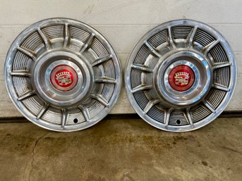 Pair Of Vintage Cadillac Sombrero Hubcaps. (8)