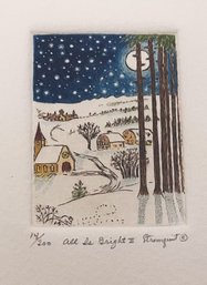 Anne Stromquist Signed, Numbered & Titled Miniature Watercolor & Etching