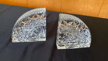 WATERFORD CRYSTAL QUADRANT Set Of 2 Bookends Clear Cut - Discontinued