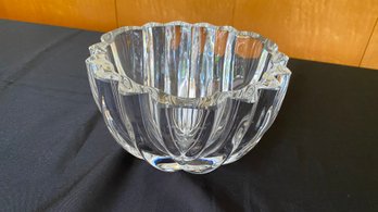 Lars Hellsten For Orrefors Modern Ribbed Crystal Bowl, Marked On The Bottom - Golf Trophy