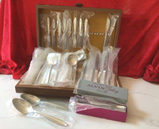 STUNNING ! ALVIN STERLING SILVER FLATWARE SET IN ORIGINAL PLASTIC