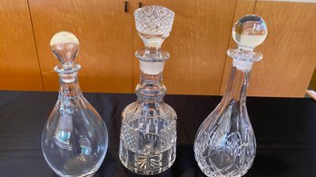 Group Of Three Crystal And Glass Decanter One Marked Orrefor