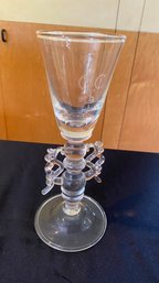 Vintage Hand-Blown Venetian Style Glass Chalice / Goblet With  Monogram